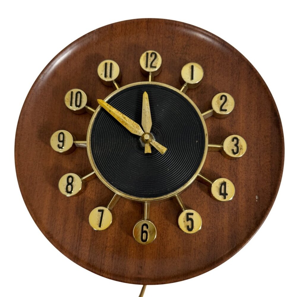 Vintage MCM 50s-60s Spartus Corp Atomic Style Starburst Wall Clock As-Is PROJECT